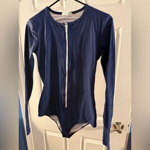 Cover- Navy Blue Long Sleeve Swimsuit